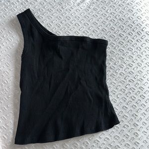 Shein Women’s Black One Shoulder Ribbed Top